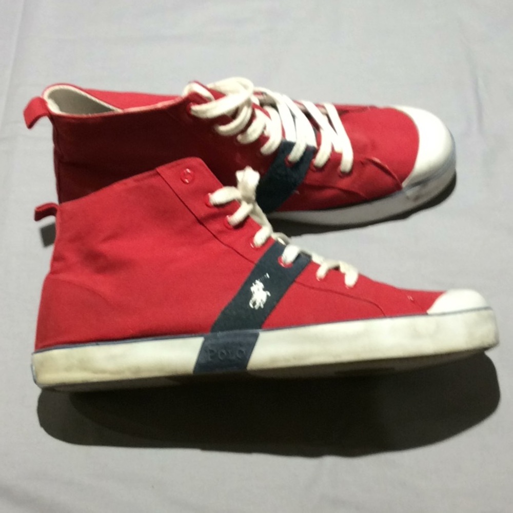 Polo Hi Top Red Canvas Sneakers Size 15